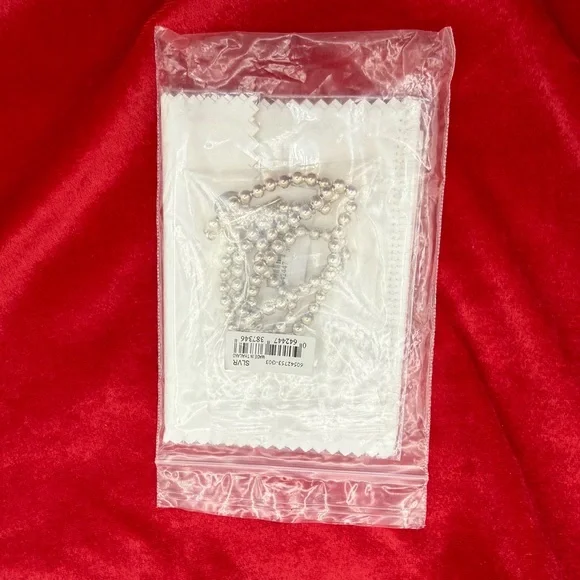 Lauren Ralph Lauren Logo Padlock Charm Beaded Collar Necklace Sterling Silver - Picture 11 of 11